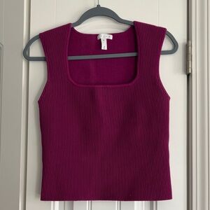 Leith Ribbed Square-Neck Tank Top